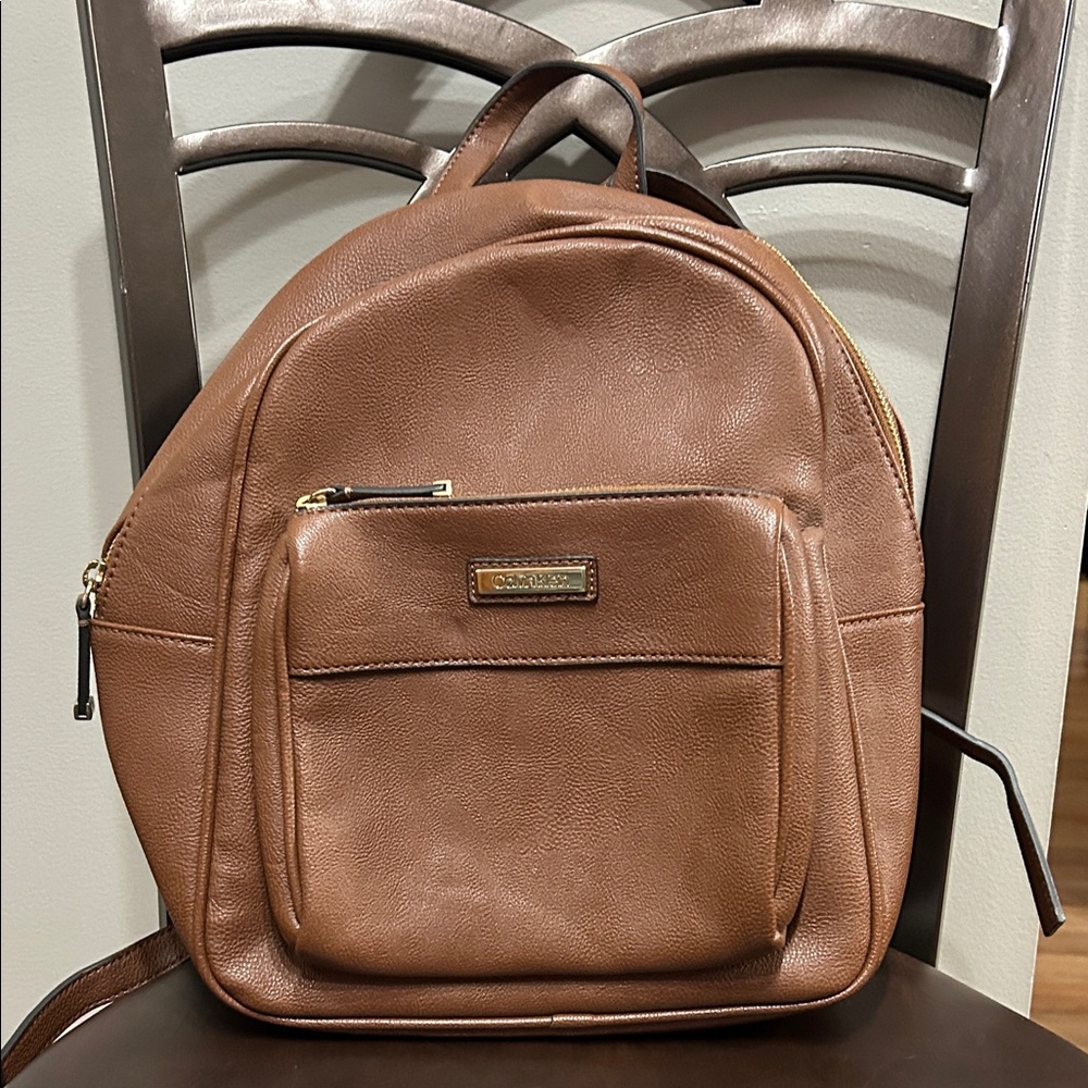 Calvin Klein Brown Leather Backpack